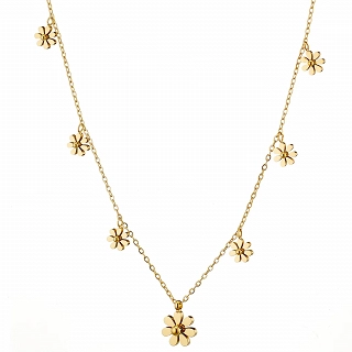 Oxzen ατσάλινο κολιέ με μαργαρίτες