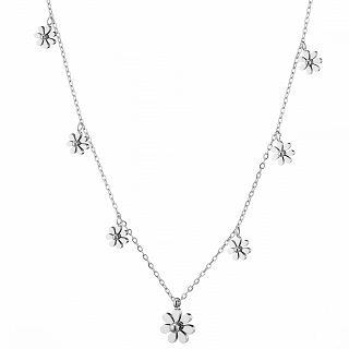 Oxzen ατσάλινο κολιέ με μαργαρίτες