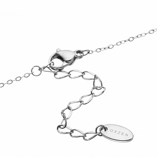 Oxzen ατσάλινο κολιέ μονόπετρο με λευκό ζιργκόν