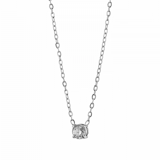 Oxzen ατσάλινο κολιέ μονόπετρο με λευκό ζιργκόν