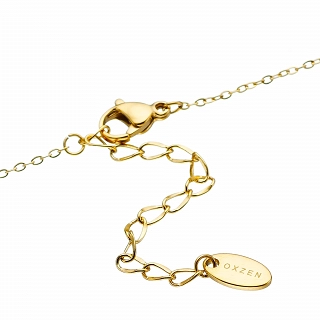 Oxzen ατσάλινο κολιέ μονόπετρο με λευκό ζιργκόν