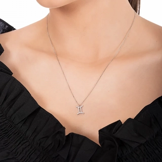 Oxzen γυναικείο κολιέ Zodiac από ανοξείδωτο ατσάλι Δίδυμοι (Gemini)