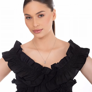 Oxzen γυναικείο κολιέ Zodiac από ανοξείδωτο ατσάλι Δίδυμοι (Gemini)