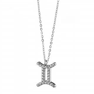 Oxzen γυναικείο κολιέ Zodiac από ανοξείδωτο ατσάλι Δίδυμοι (Gemini)