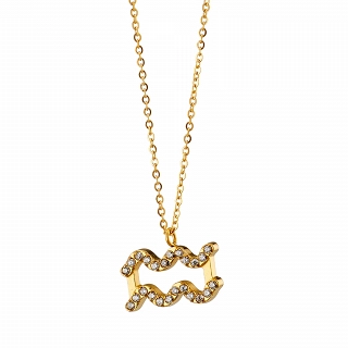 Oxzen γυναικείο κολιέ Zodiac από ανοξείδωτο ατσάλι Υδροχόος (Aquarius)