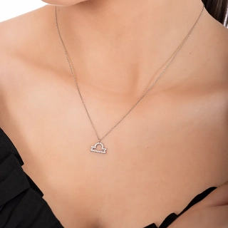 Oxzen γυναικείο κολιέ Zodiac από ανοξείδωτο ατσάλι Ζυγός (Libra)