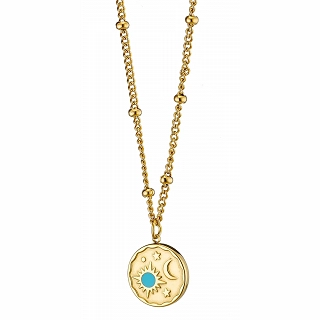 Oxzen κολιέ ατσάλινο με τιρκουάζ σμάλτο