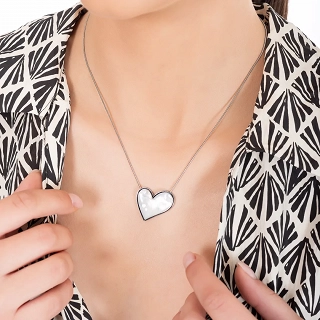 Oxzen γυναικείο κολιέ από ανοξείδωτο ατσάλι καρδιά με φίλντισι