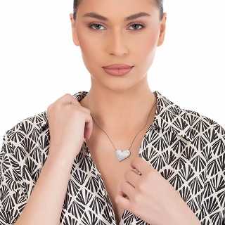 Oxzen γυναικείο κολιέ από ανοξείδωτο ατσάλι καρδιά με φίλντισι