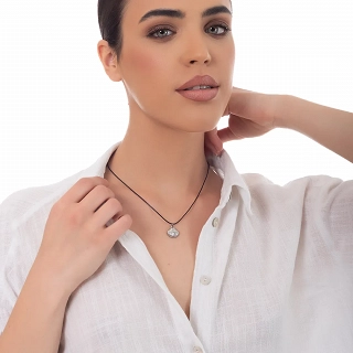 Oxzen γυναικείο κολιέ από ανοξείδωτο ατσάλι κοχύλι με δερμάτινο λουράκι