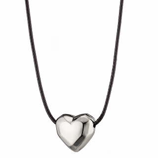 Oxzen γυναικείο κολιέ από ανοξείδωτο ατσάλι καρδιά με δερμάτινο λουράκι