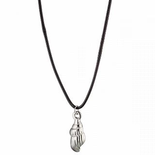 Oxzen γυναικείο κολιέ από ανοξείδωτο ατσάλι κοχύλι με δερμάτινο λουράκι