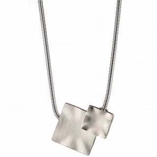 Oxzen γυναικείο κολιέ από ανοξείδωτο ατσάλι με ακανόνιστα ματ τετράγωνα