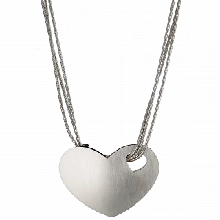 Oxzen γυναικείο κολιέ από ανοξείδωτο ατσάλι μεγάλη ματ καρδιά
