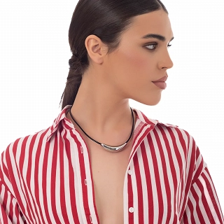 Oxzen γυναικείο κολιέ από ανοξείδωτο ατσάλι με κυλινδρικό στοιχείο