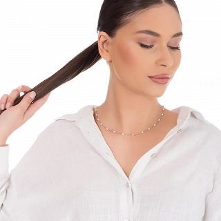 Oxzen γυναικείο κολιέ από ανοξείδωτο ατσάλι με πέρλες