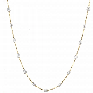 Oxzen γυναικείο κολιέ από ανοξείδωτο ατσάλι με πέρλες