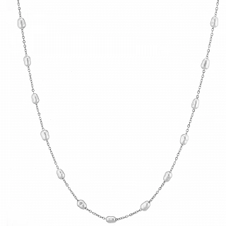 Oxzen γυναικείο κολιέ από ανοξείδωτο ατσάλι με πέρλες