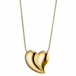 Oxzen γυναικείο κολιέ από ανοξείδωτο ατσάλι επιχρυσωμένο καρδιά μεγάλη
