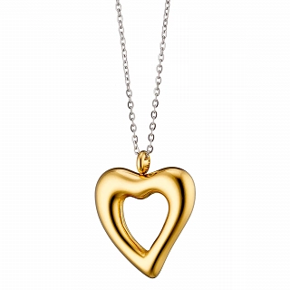 Oxzen γυναικείο κολιέ από ανοξείδωτο ατσάλι ασημόχρυση μεγάλη καρδιά