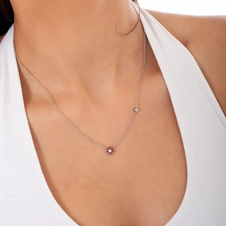 Oxzen ατσάλινο παιδικό κολιέ με μαργαρίτα