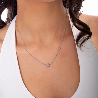 Oxzen ατσάλινο παιδικό κολιέ με μαργαρίτα