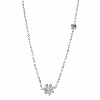 Oxzen ατσάλινο παιδικό κολιέ με μαργαρίτα