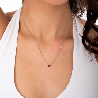 Oxzen ατσάλινο παιδικό κολιέ με πεταλούδα