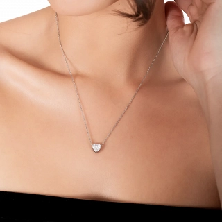 Oxzen κολιέ από ανοξείδωτο ατσάλι καρδούλα με λευκό ζιργκόν