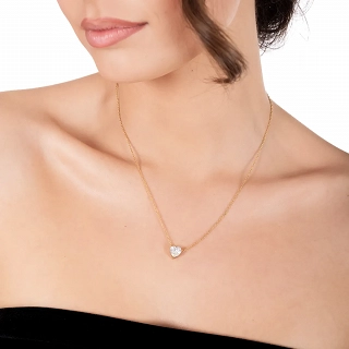 Oxzen κολιέ από ανοξείδωτο ατσάλι καρδούλα με λευκό ζιργκόν