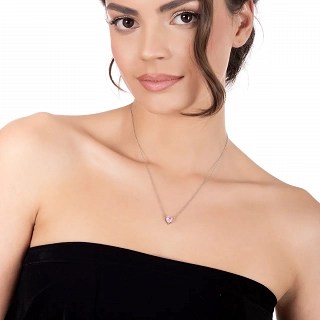 Oxzen κολιέ από ανοξείδωτο ατσάλι καρδούλα με ζιργκόν