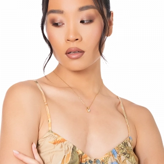 Oxzen κολιέ από ανοξείδωτο ατσάλι πεταλούδα με ζιργκόν