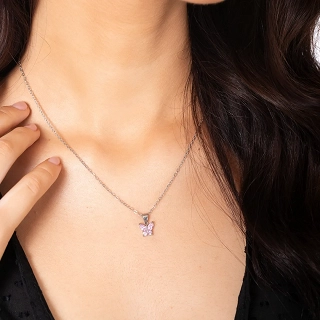 Oxzen κολιέ από ανοξείδωτο ατσάλι πεταλούδα με ζιργκόν