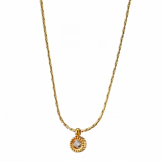 Oxzen κολιέ από ανοξείδωτο ατσάλι με λευκό ζιργκόν