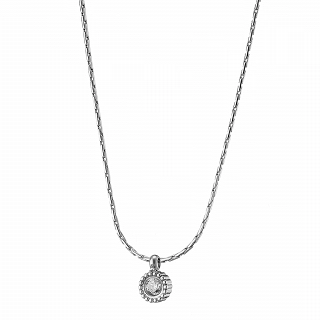 Oxzen κολιέ από ανοξείδωτο ατσάλι με λευκό ζιργκόν