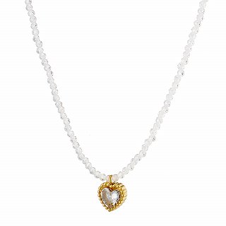 Oxzen ατσάλινο κολιέ με σπινέλιο και καρδιά