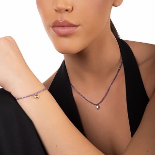 Oxzen ατσάλινο κολιέ με σπινέλιο και καρδιά