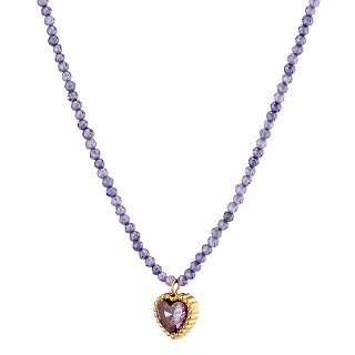 Oxzen ατσάλινο κολιέ με σπινέλιο και καρδιά