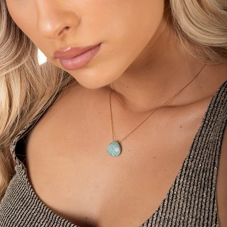 Oxzen ατσάλινο κολιέ με ορυκτή πέτρα