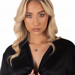 Oxzen ατσάλινο κολιέ με ορυκτή πέτρα