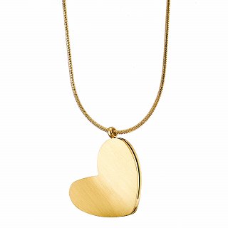 Oxzen ατσάλινο κολιέ διπλή καρδιά ματ