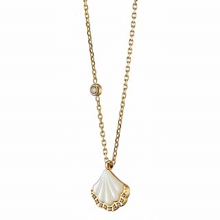 Oxzen ατσάλινο κολιέ κοχύλι με οπάλιο