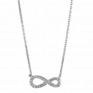 Oxzen ατσάλινο κολιέ άπειρο με λευκά ζιργκόν