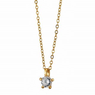 Oxzen ατσάλινο κολιέ μονόπετρο με ζιργκόν