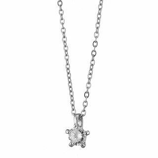 Oxzen ατσάλινο κολιέ μονόπετρο με ζιργκόν