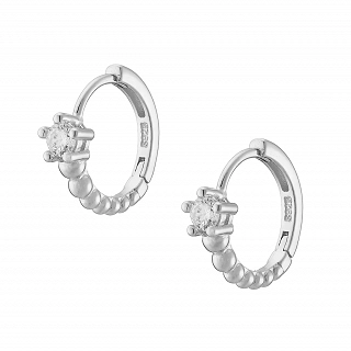 Oxzen ασημένιο σκουλαρίκι κρικάκι 10mm με λευκά ζιργκόν