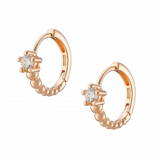 Oxzen ασημένιο σκουλαρίκι κρικάκι 10mm με λευκά ζιργκόν