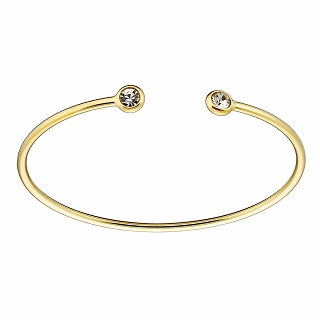 Oxzen ατσάλινο βραχιόλι εύκαμπτο με δύο λευκά ζιργκόν