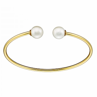 Oxzen ατσάλινο βραχιόλι εύκαμπτο με δύο πέρλες στις άκρες