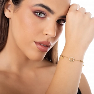 Oxzen ατσάλινο βραχιόλι με καρδιά και κρεμαστά στοιχεία